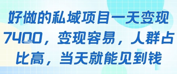 好做的私域项目一天变现1k+，变现容易，人群占比高，当天就能见到钱-DE云网创