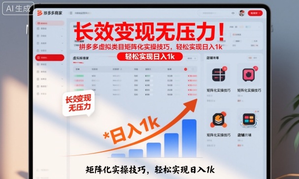 长效变现无压力！拼多多虚拟类目矩阵化实操技巧，轻松实现日入1k【揭秘】-DE云网创