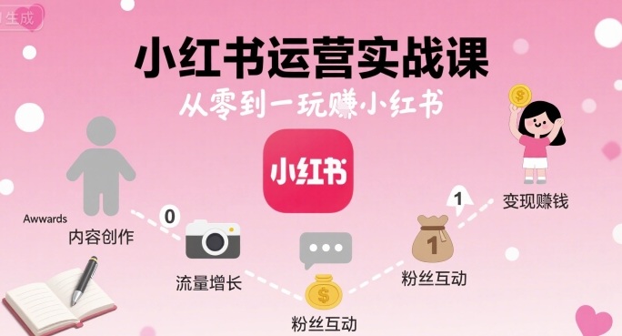 小红书运营实战课，从零到一玩賺小红书-DE云网创