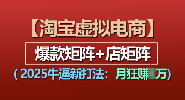 淘宝虚拟电商，2025牛逼新打法：爆款矩阵+店矩阵，月入过万-DE云网创