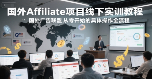 国外Affiliate项目线下实训教程，国外广告联盟从零开始的具体操作全流程-DE云网创