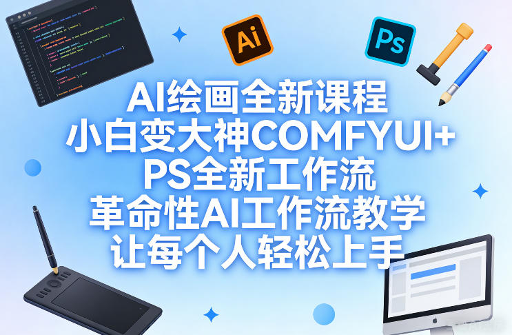 AI绘画全新课程，小白变大神COMFYUI+PS全新工作流，革命性AI工作流教学，让每个人轻松上手-DE云网创