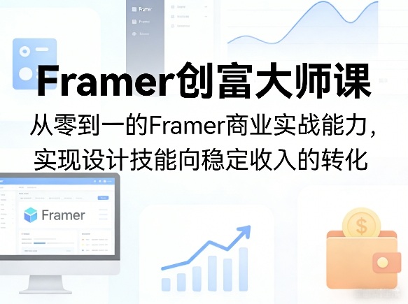 Framer创富大师课，从零到一的Framer商业实战能力，实现设计技能向稳定收入的转化-DE云网创