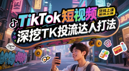 TikTok短视频带货线上课，深挖TK投流达人打法-DE云网创
