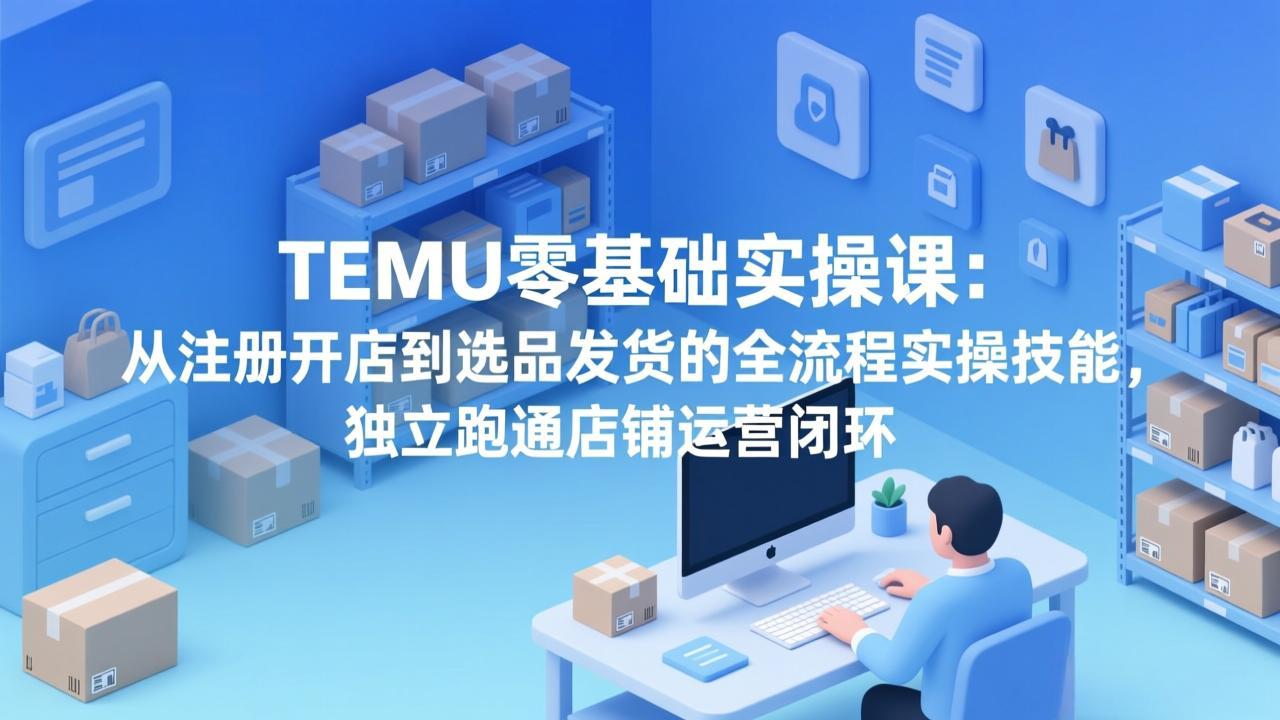 TEMU零基础实操课：从注册开店到选品发货的全流程实操技能，独立跑通店铺运营闭环-DE云网创