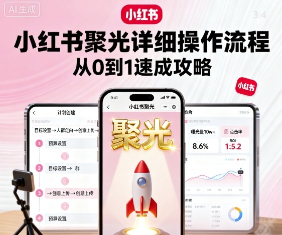 小红书聚光详细操作流程，小红书聚光从0到1速成攻略-DE云网创