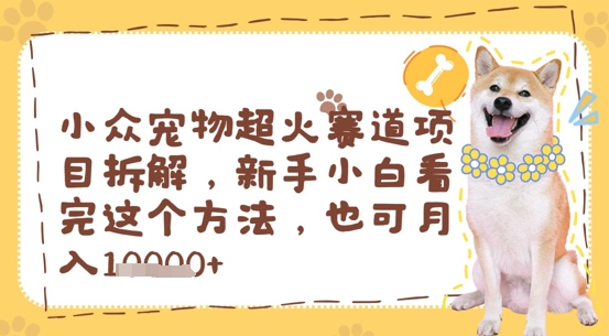 小众宠物超火赛道项目拆解，新手小白看完这个方法，也可月入过w-DE云网创