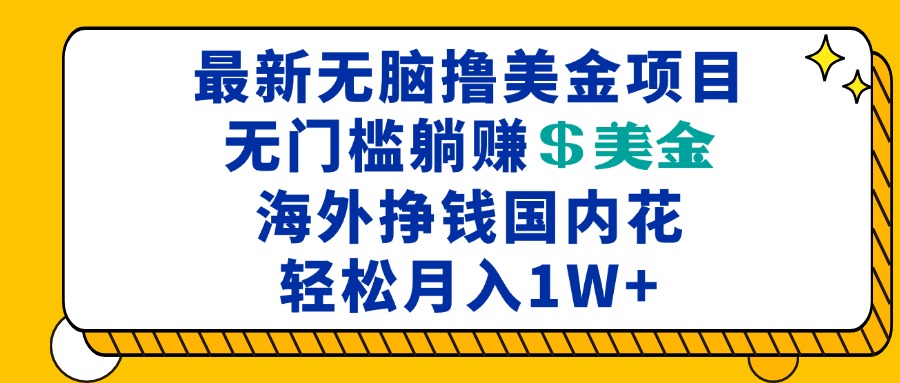（13411期）最新海外无脑撸美金项目，无门槛躺赚美金，海外挣钱国内花，月入一万加-DE云网创