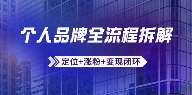 （14799期）个人品牌全流程拆解：定位+涨粉+变现闭环，微信生态运营与资源整合-DE云网创