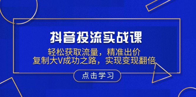 （13954期）抖音投流实战课，轻松获取流量，精准出价，复制大V成功之路，实现变现翻倍-DE云网创