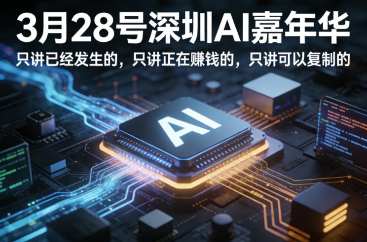 3月28号深圳AI嘉年华，只讲已经发生的，只讲正在賺钱的，只讲可以复制的-DE云网创
