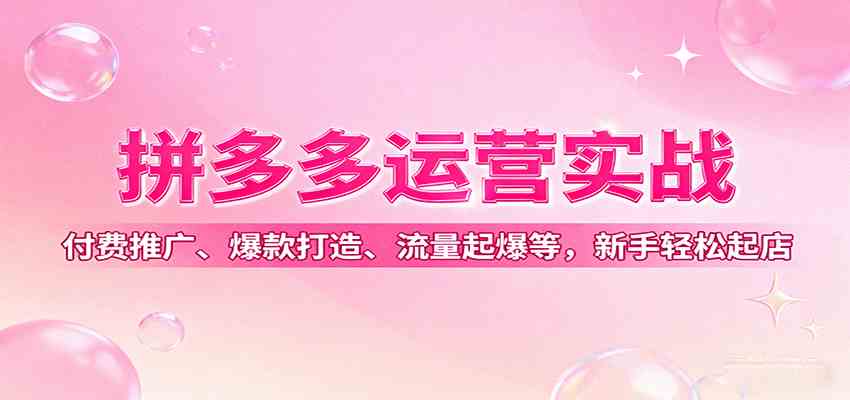 拼多多运营实战，付费推广、爆款打造、流量起爆等，新手轻松起店-DE云网创