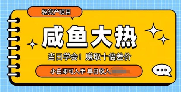 咸鱼大热轻资产类项目，当日学会，赚取十倍差价，小白即可入手-DE云网创