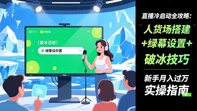 直播冷启动全攻略:人货场搭建+绿幕设置+破冰技巧,新手月入过万实操指南-DE云网创