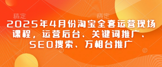 2025年4月份淘宝全套运营现场课程，运营后台、关键词推广、SEO搜索、万相台推广-DE云网创