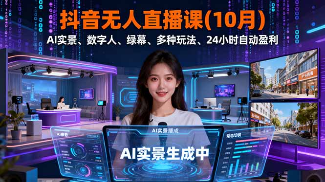 抖音无人直播课(10月-DE云网创