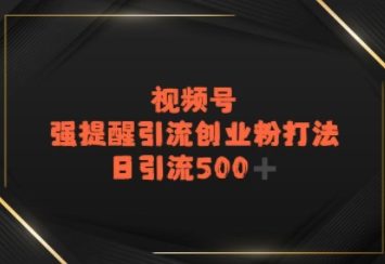 视频号强提醒引流，日引流500+精准创业粉？-DE云网创