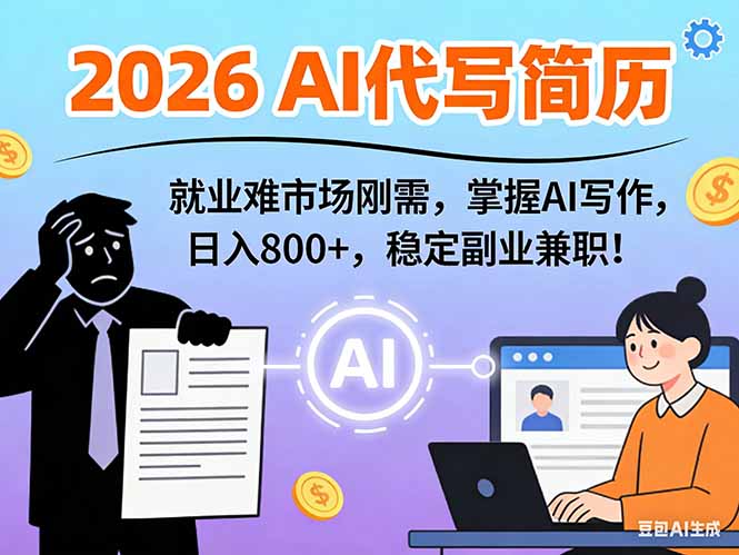 AI代写简历，超暴利，用万能模板月入1-3万实战教程，2026年市场刚需！-DE云网创