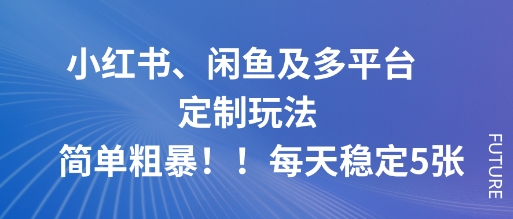 小红书、闲鱼及多平台定制玩法简单粗暴！每天稳定5张-DE云网创