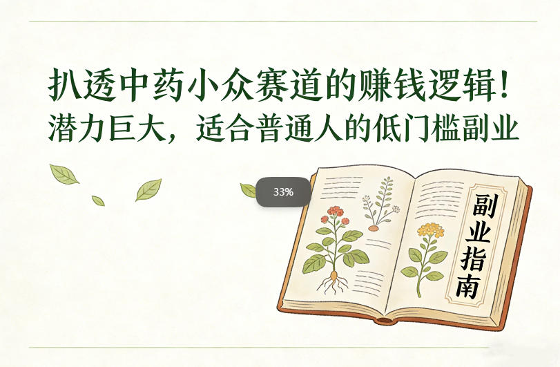 扒透中药小众赛道的賺米逻辑，潜力巨大，适合普通人的低门槛副业-DE云网创