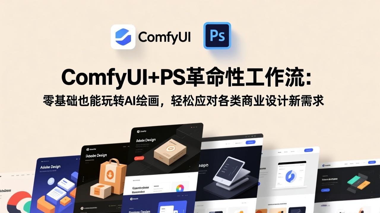 ComfyUI+PS革命性工作流：零基础也能玩转AI绘画，轻松应对各类商业设计新需求-DE云网创