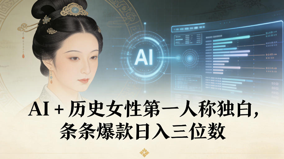 AI+历史女性第一人称独白，条条爆款日入三位数-DE云网创