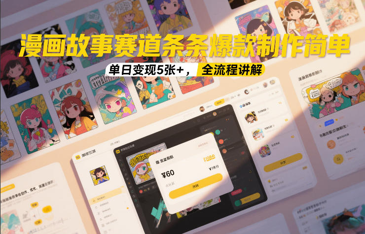 漫画故事赛道条条爆款制作简单，单日变现5张+，全流程讲解-DE云网创