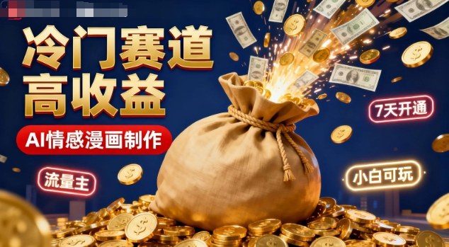 公众号冷门赛道，用AI做情感漫画，7天开通流量主，操作简单，小白可玩-DE云网创