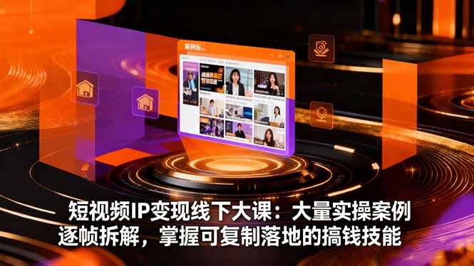短视频IP变现线下大课：大量实操案例逐帧拆解，掌握可复制落地的搞钱技能-DE云网创