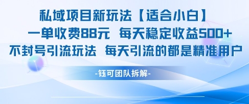 私域项目新玩法【适合小白】 一单收费88.每天稳定收益几张-DE云网创