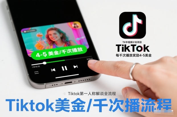TK中视频计划项目，Tiktok第一人称解说流程，每干次播放奖励4-5美金-DE云网创