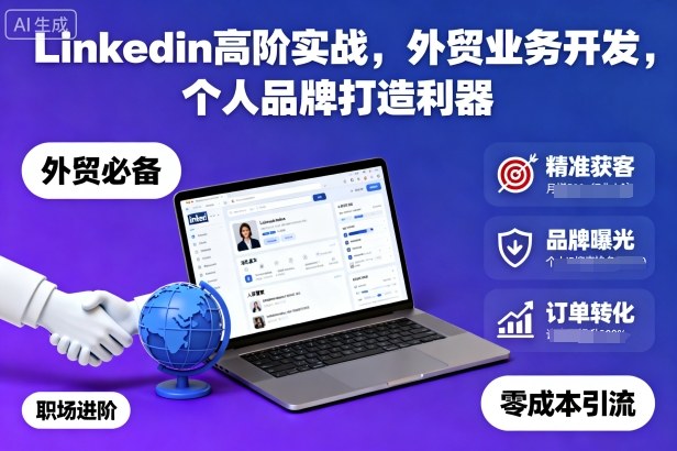 Linkedin高阶实战，外贸业务开发，个人品牌打造利器-DE云网创