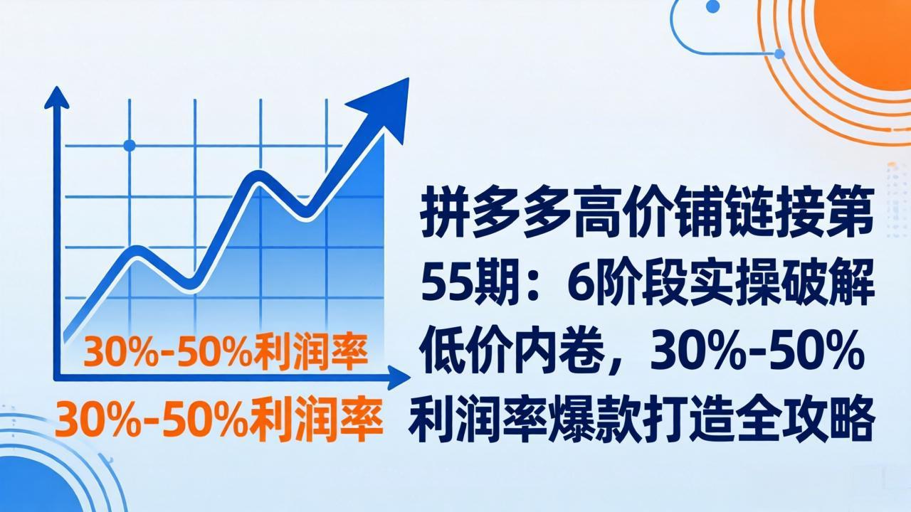 拼多多高价铺链接第55期：6阶段实操破解低价内卷，30%-50%利润率爆款打造全攻略-DE云网创
