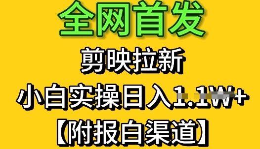 全网首发：剪映拉新，小白实操单日收益1k+【附报白渠道】-DE云网创
