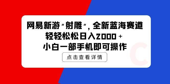 网易新游 射雕 全新蓝海赛道，轻松日入2000＋小白一部手机即可操作-DE云网创