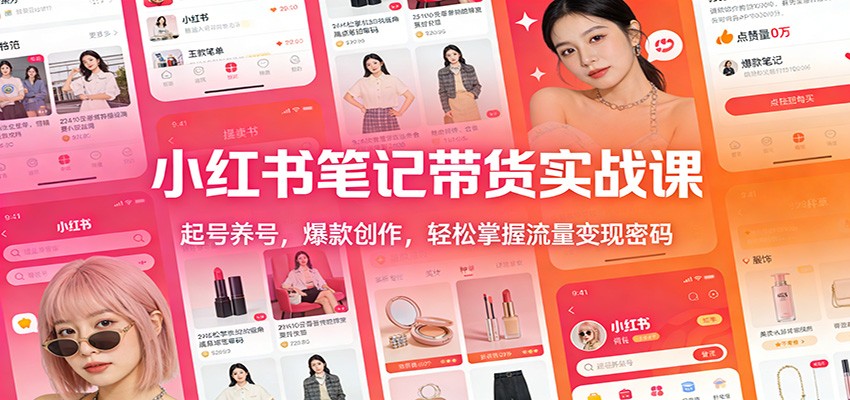小红书笔记带货实战课：起号养号，爆款创作，轻松掌握流量变现密码-DE云网创