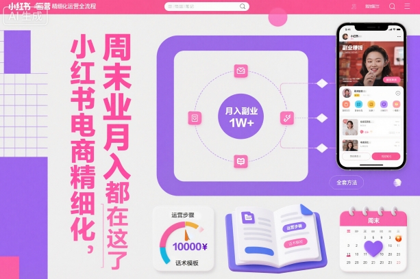 小红书电商精细化运营全流程，周末副业月入1W+，全套方法都在这了-DE云网创