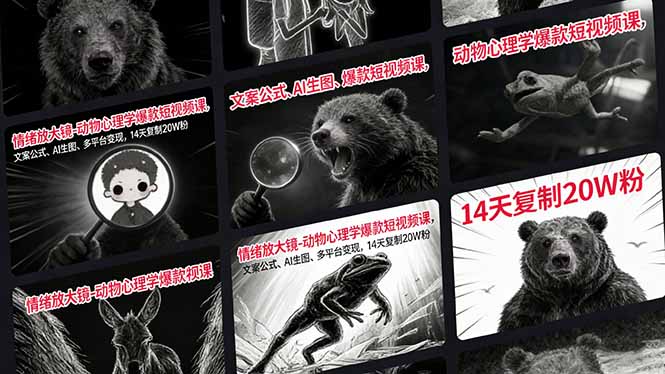 情绪放大镜-动物心理学爆款短视频课,文案公式、AI生图、多平台变现,14天复制20W粉插图 情绪放大镜-动物心理学爆款短视频课,文案公式、AI生图、多平台变现,14天复制20W粉插图