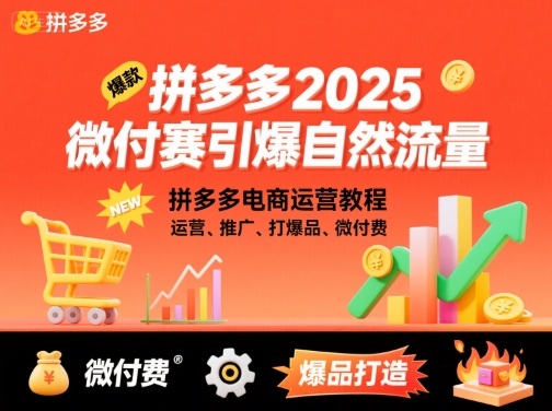 拼多多2025微付费引爆自然流量，拼多多电商运营教程，运营、推广、打爆品、微付费(更新)-DE云网创