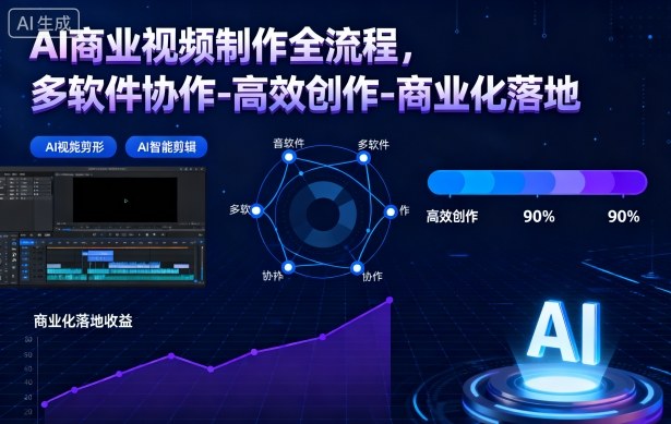 AI商业视频制作全流程，多软件协作-高效创作-商业化落地-DE云网创