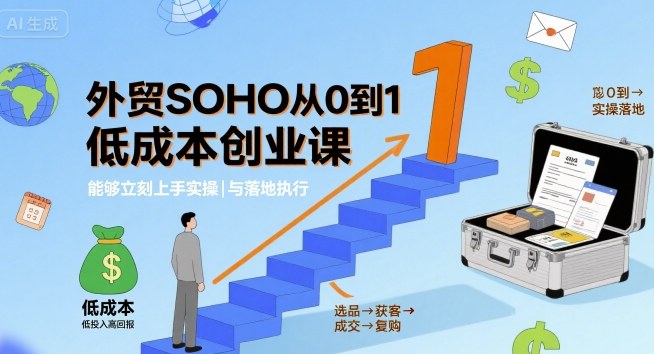 外贸SOHO从0到1低成本创业课,能够立刻上手实操与落地执行插图 外贸SOHO从0到1低成本创业课,能够立刻上手实操与落地执行