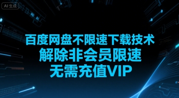 百度网盘不限速下载技术，解除非会员限速，无需充值VIP-DE云网创