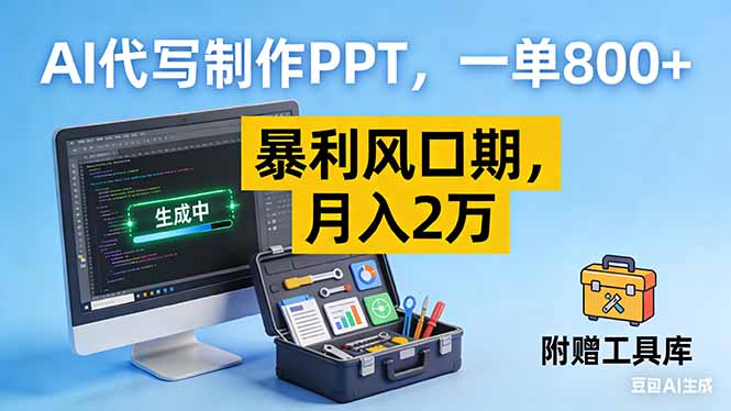 AI代写制作PPT，一单800+， 暴利风口期，月入2万【附工具】-DE云网创