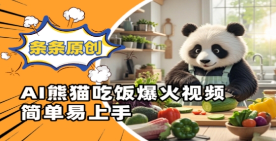 Ai熊猫吃饭爆火视频，条条原创，简单易上手-DE云网创
