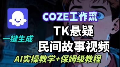 Coze扣子工作流一键生成TK悬疑民间故事视频,AI实操教学+保姆级教程-DE云网创