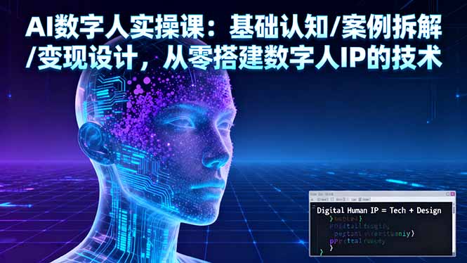AI数字人实操课：基础认知/案例拆解/变现设计，从零搭建数字人IP的技术-DE云网创