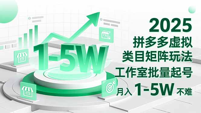 2025 拼多多虚拟类目矩阵玩法,工作室批量起号,月入 1-5W 不难-DE云网创