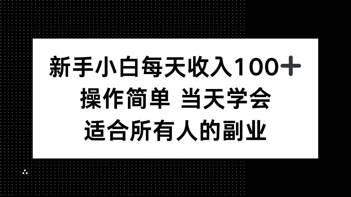 (15937期)新手小白每天收入100+,操作简单 当天学会 ,适合所有人的副业-DE云网创