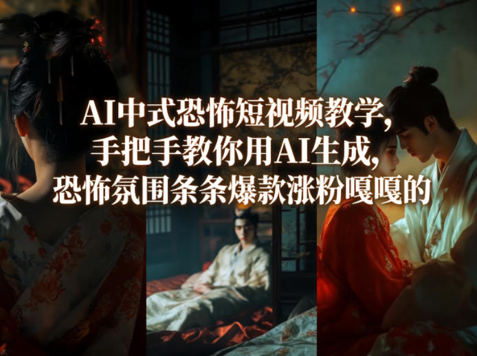 AI中式恐怖短视频教学，手把手教你用AI生成，恐怖氛围条条爆款涨粉嘎嘎的-DE云网创