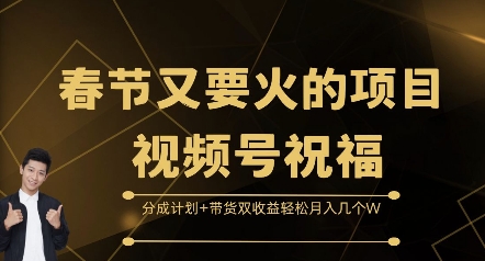 春节又要火的项目视频号祝福，分成计划+带货双收益，轻松月入几个W【揭秘】-DE云网创